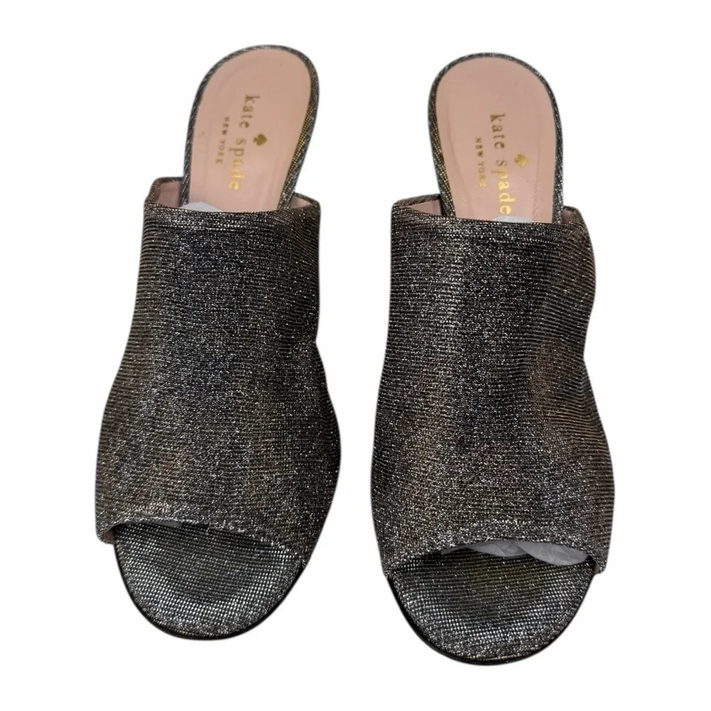 Kate Spade New York Peep-Toe Polished Glitter High Mule Women's Size 8B